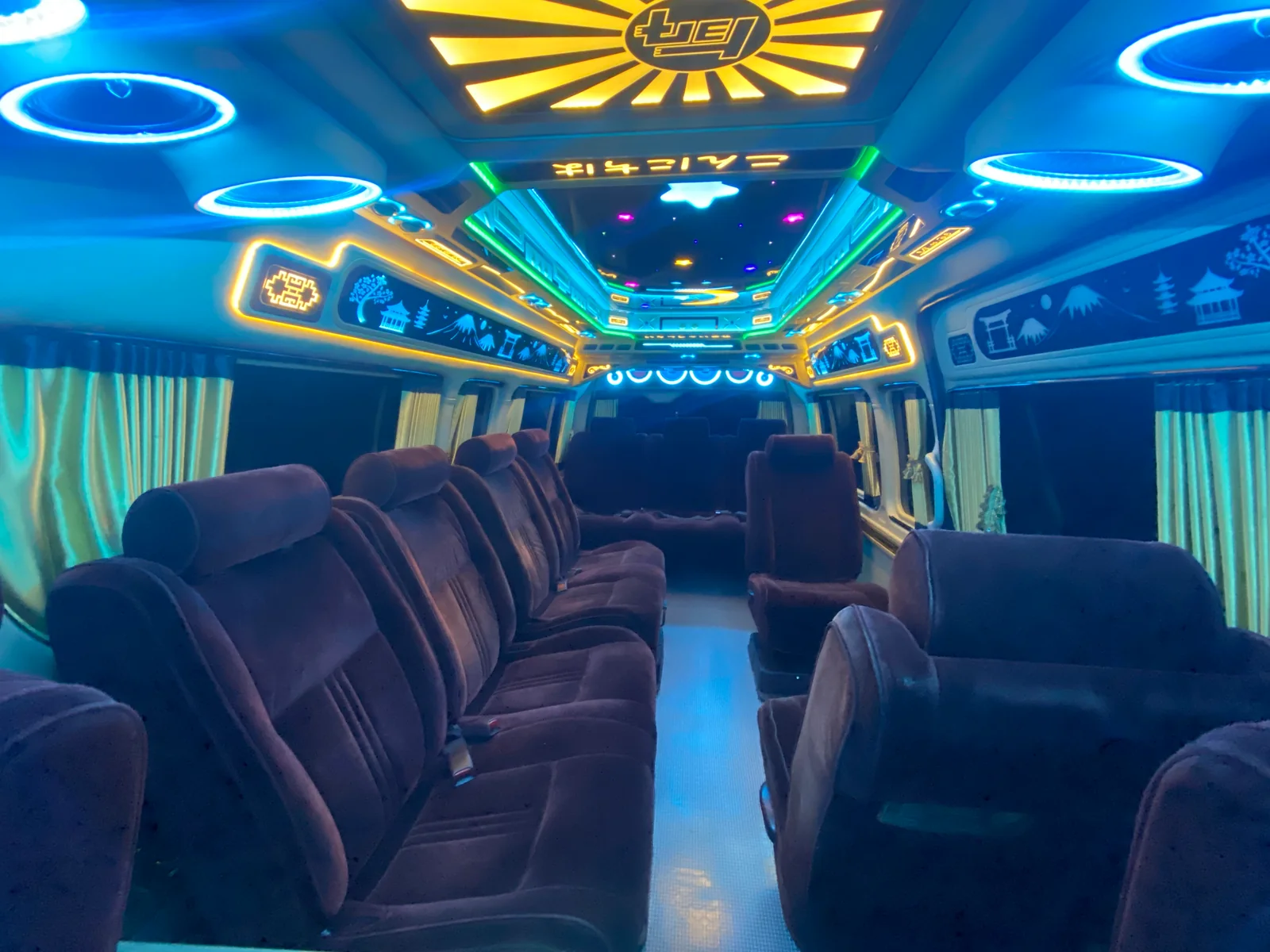VIP cabin with cool AC and luxury ceiling lights